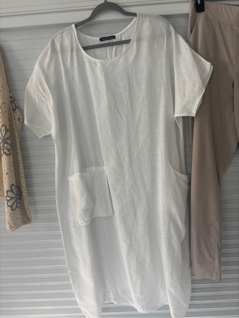Lightweight White Linen Pocket Tunic - Women's Top